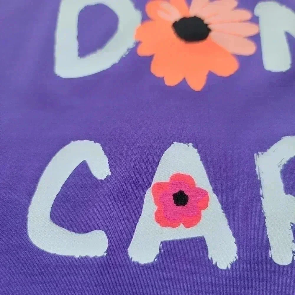 Justice Beach Hair Dont Care Purple Girls Surf Rashguard Swim Shirt Floral Sz 14